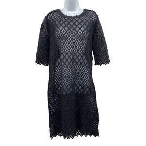Burning torch black crochet sheer midi dress